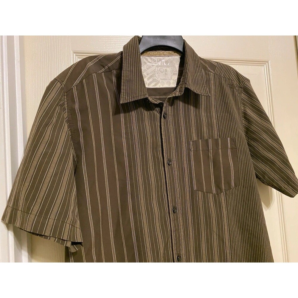 Quiksilver SS Button-Down Casual Surf Shirt Men's M Retro Stripes Skate Resort - Picture 9 of 16